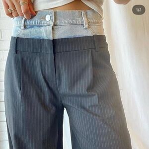 Denim waistband, pinstripe pants. BRAND NEW